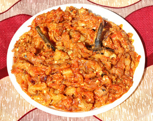Baingan bharta (spicy eggplant puree), Indian style vegetable curry