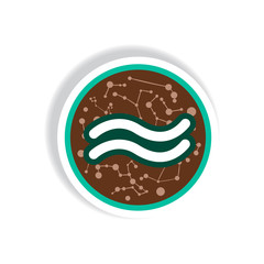 stylish icon in paper sticker style zodiac Aquarius