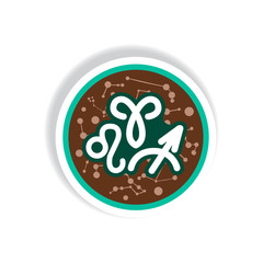 stylish icon in paper sticker style zodiacal element of fire