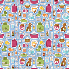 Flu influenza icons vector seamless pattern