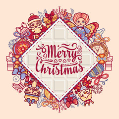 Obraz na płótnie Canvas Christmas. Greeting postcard. Colorful vector illustrations for decor