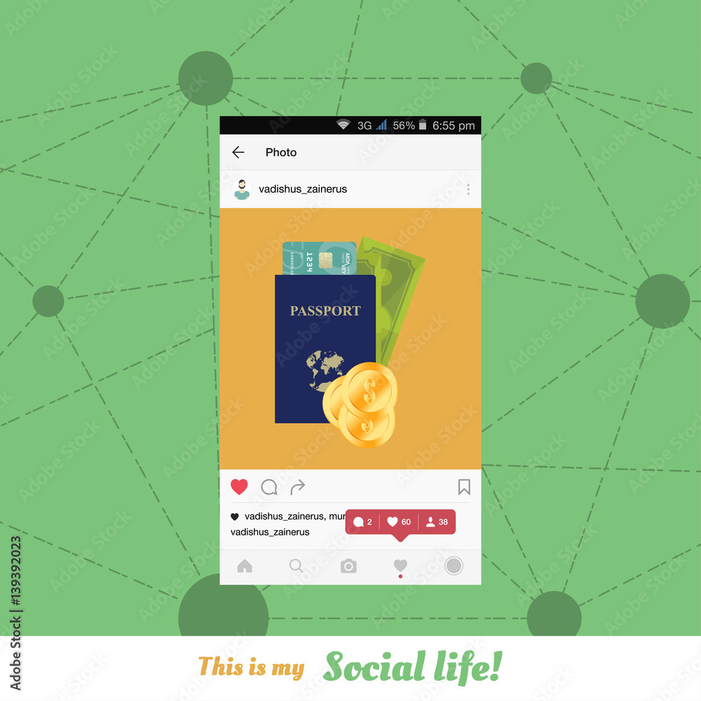 Poster i'm going on a journey. mobile applications for sharing photos. social life in the network. notifica