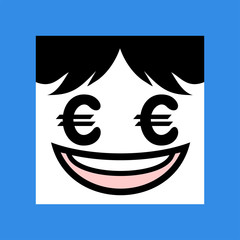 funny face with euro symbol in eyes