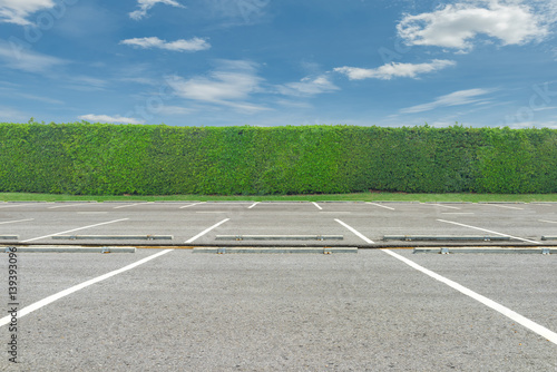 Empty Parking Lot On Blue Sky Background Stock Photo And Royalty Free