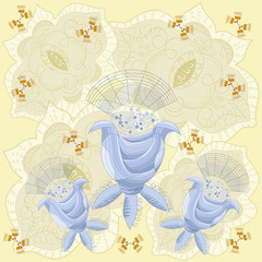 Graphics abstract blue flowers