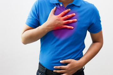  Men have symptoms of burning sensation in the middle of the chest caused by acid reflux. /Health...