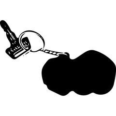 Black and white lines key ring on white background
