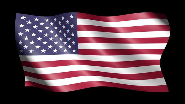 Flag of the United States of America isolated on alpha channel, seamless looping