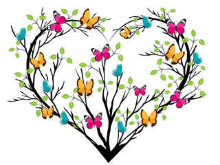 Naklejki  drzewo serce z motylami