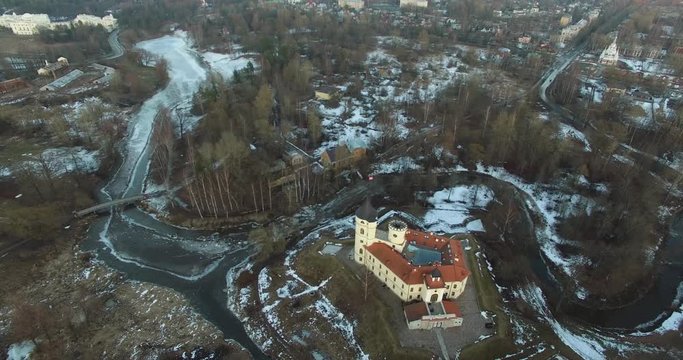 Castle fortress BIP aerial view at winter sunny day