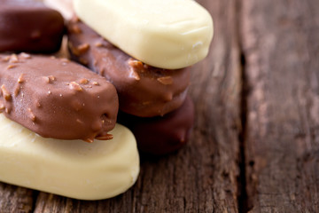 ice cream on wooden surface