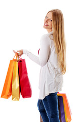 Beauty hhopping woman holding bags