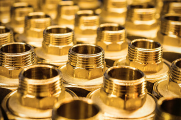 Sanitary Adapter Fittings golden brown.