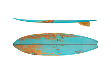 Vintage surfboard isolated on white - Retro styles 60's - obrazy, fototapety, plakaty