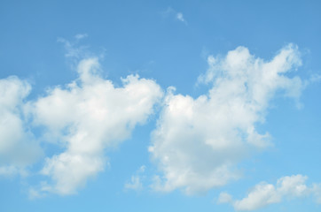 White clouds are floating in blue sky