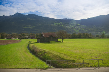 Fototapeta na wymiar The traditional rural landscape in Switzerland