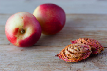 ripe peaches and pips