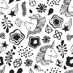 Seamless pattern with unicorns.