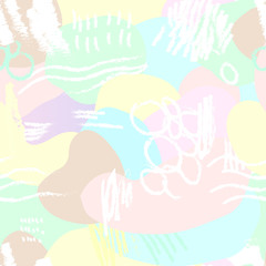 Vector seamless pattern with colorful spots. Memphis style.