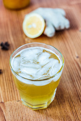 Alcohol free home made ginger ale with ice.