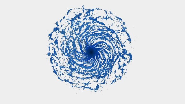Blue Liquid tornado. Beautiful colored paint whirl. Isolated transparent vortex of liquid like whirlwind 3d animation with alpha matte. Version 8