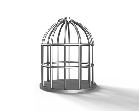 Silver cage, 3D illustration