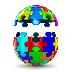 Puzzle on white background. Isolated 3D image