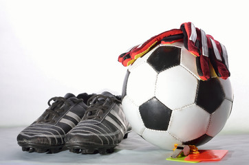 Soccer equipment in white background