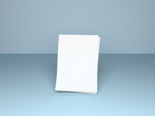 Empty paper sheets floating above virtual surface. Realistic 3D illustration