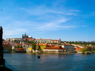 Fototapeta premium A view of the Prague Castle and the Vltava River