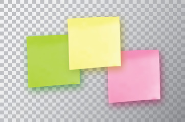 3 Colorful sticky note. Template for your projects. Three Sticker