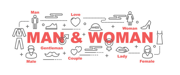 man and woman vector banner