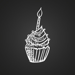 Vector Illustration of a Cupcake Drawing