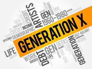 Generation X Word Cloud Concept collage background