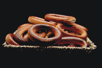 Basket full with bagels