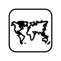 monochrome contour square with world map vector illustration