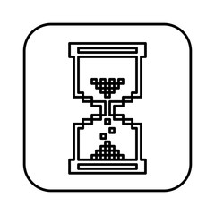 monochrome contour square with hourglass icon vector illustration