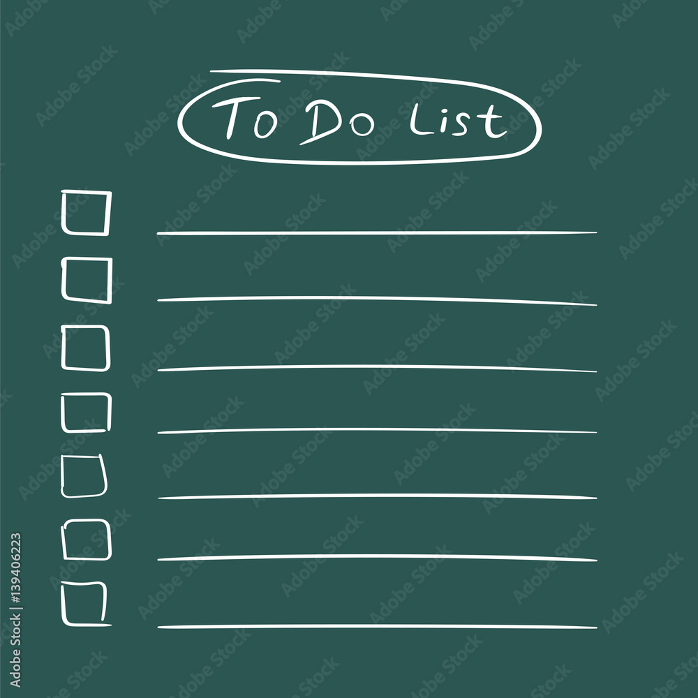 Poster to do list icon with hand drawn text. checklist, task list vector illustration in flat style on gree