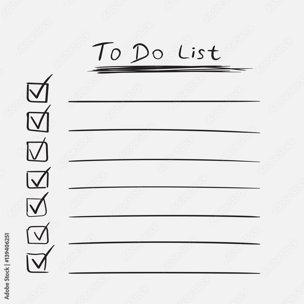 Poster to do list icon with hand drawn text. checklist, task list vector illustration in flat style on whit