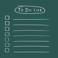 Obraz premium To do list icon with hand drawn text. Checklist, task list vector illustration in flat style on green background.