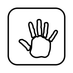 monochrome contour square handprint icon vector illustration
