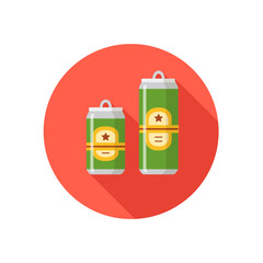 Two beer cans in different colors on a colorful background.