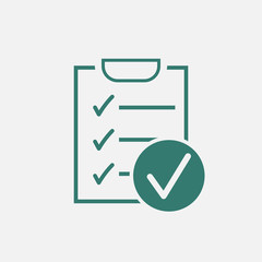 Checklist vector icon. Survey vector illustration in flat design on white background.