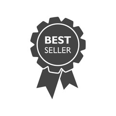 Best seller ribbon icon. Medal vector illustration in flat style on white background.
