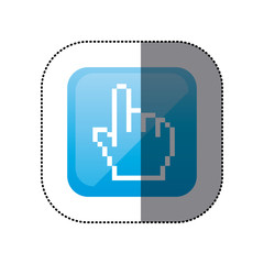 sticker color square with hand cursor icon vector illustration
