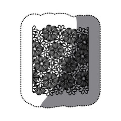sticker monochrome pattern with contour flowers set vector illustration