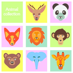 Vector illustration of funny animal icon set