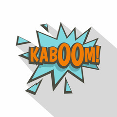 Kaboom, comic text sound effect icon, flat style