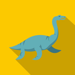 Blue elasmosaurine dinosaur icon, flat style