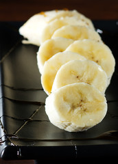 Bananas with caramel on a plate